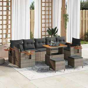 vidaXL Set de canapele pentru grădină cu pernă 10 pcs Gri Rattan poli imagine