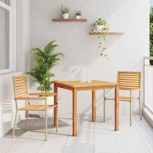 vidaXL Set de masă pentru grădină 3 pcs Bej Rattan poli imagine