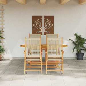 vidaXL Set de masă pentru grădină 5 pcs Bej imagine