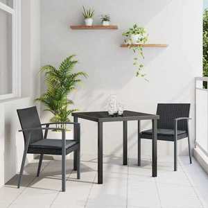 vidaXL Set de masă pentru grădină 3 pcs Negru Rattan poli imagine