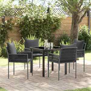 vidaXL Set de masă pentru grădină 5 pcs Negru Rattan poli imagine