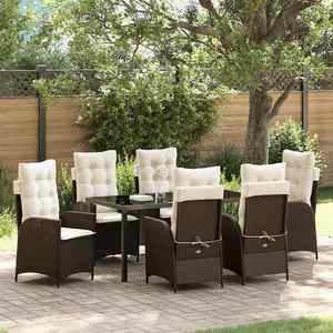 vidaXL Set de masă pentru grădină 7 pcs Maro poliratan imagine