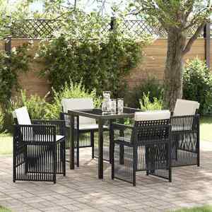 vidaXL Set de masă pentru grădină 5 pcs Negru Rattan poli imagine
