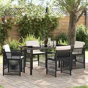 vidaXL Set de masă pentru grădină 5 pcs Negru Rattan poli imagine