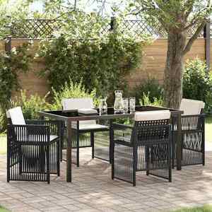 vidaXL Set de masă pentru grădină 5 pcs Negru Rattan poli imagine