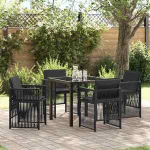 vidaXL Set de masă pentru grădină 5 pcs Negru Rattan poli imagine