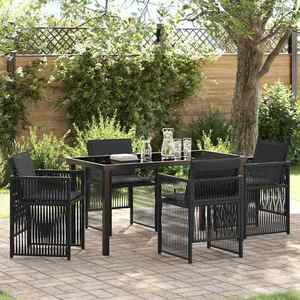 vidaXL Set de masă pentru grădină 5 pcs Negru Rattan poli imagine