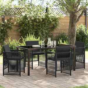 vidaXL Set de masă pentru grădină 5 pcs Negru Rattan poli imagine