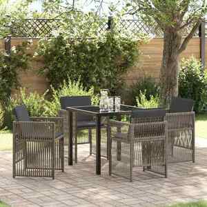 vidaXL Set de masă pentru grădină 5 pcs Gri Rattan poli imagine