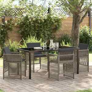 vidaXL Set de masă pentru grădină 5 pcs Gri Rattan poli imagine