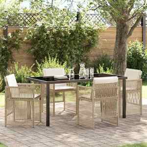 vidaXL Set de masă pentru grădină 5 pcs Bej Rattan poli imagine