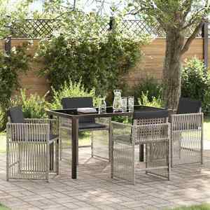 vidaXL Set de masă pentru grădină 5 pcs Gri deschis Rattan poli imagine