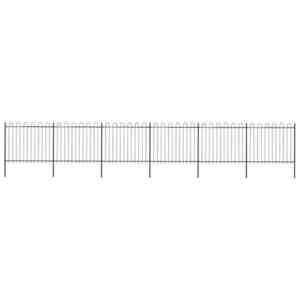 vidaXL Gard de grădină cu vârf circular din oțel, 1070x150 cm, negru imagine