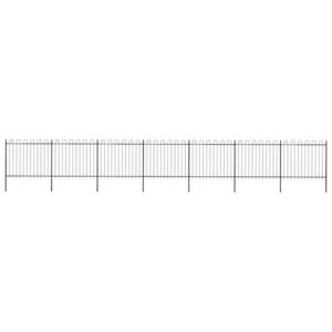 vidaXL Gard de grădină cu vârf circular din oțel, 1248 x 150 cm, negru imagine
