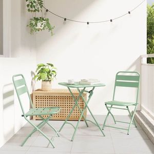 vidaXL Scaun pliabil pentru grădină 2 pcs Verde 55 x 56.5 x 91cm Oțel imagine
