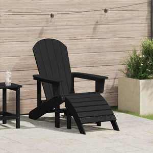 vidaXL Scaun Adirondack cu pernă Negru 74 x 82 x 92cm HDPE imagine
