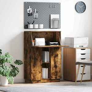 vidaXL Birou Stejar fumuriu 71.5 x 31.5 x 106.5 cm Lemn compozit imagine