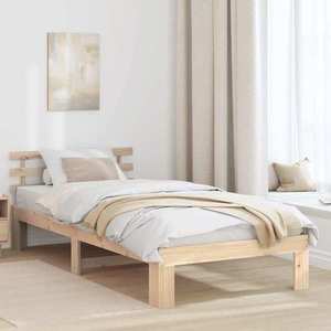 vidaXL Cadru de pat cu headboard natural 80 x 200 cm Lemn de pin masiv imagine
