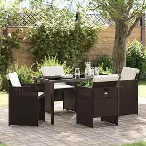 vidaXL Set de masă pentru grădină 5 pcs Maro poliratan imagine