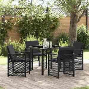 vidaXL Set de masă pentru grădină 5 pcs Negru poliratan imagine