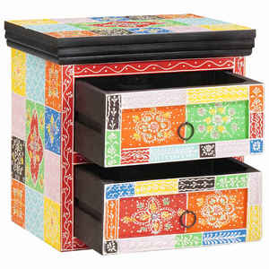 vidaXL Dulap de noapte Multicolour 40 x 30 x 40 cm Lemn masiv de mango imagine