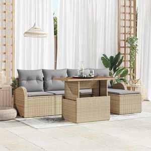 vidaXL Set de canapele pentru grădină 6 pcs Bej Rattan poli imagine