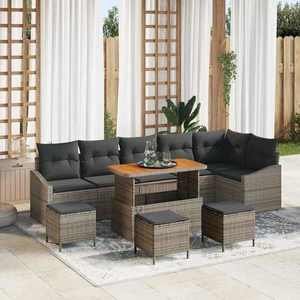 vidaXL Set de canapele pentru grădină cu pernă 10 pcs Gri Rattan poli imagine