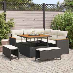 vidaXL Set de canapele pentru grădină cu pernă 8 pcs Negru Rattan poli imagine