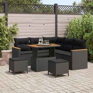 vidaXL Set de canapele pentru grădină cu pernă 8 pcs Negru Rattan poli imagine