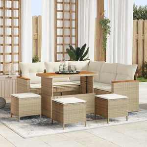 vidaXL Set de canapele pentru grădină cu pernă 9 pcs Bej Rattan poli imagine