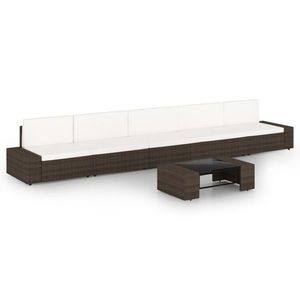 vidaXL Set mobilier de grădină cu perne, 6 piese, maro, poliratan imagine