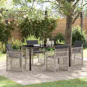 vidaXL Set de masă pentru grădină 5 pcs Gri deschis poliratan imagine
