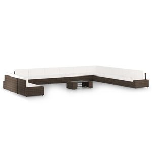 vidaXL Set mobilier de grădină cu perne, 14 piese, maro, poliratan imagine