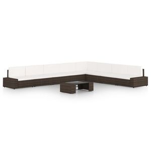 vidaXL Set mobilier de grădină cu perne, 9 piese, maro, poliratan imagine