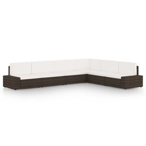 vidaXL Set mobilier de grădină cu perne, 6 piese, maro, poliratan imagine