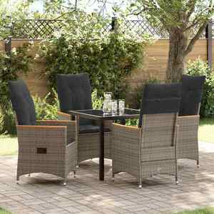 vidaXL Set de masă pentru grădină cu pernă 5 pcs Gri Rattan poli imagine