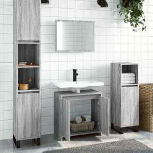 vidaXL Set mobilier de baie, 2 piese, gri sonoma, lemn prelucrat imagine