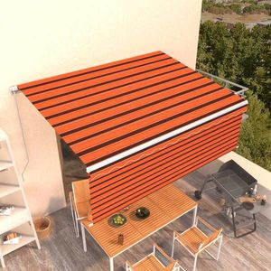 vidaXL Copertină retractabilă manual cu stor, portocaliu&maro, 4x3 m imagine