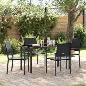 vidaXL Set de masă pentru grădină 5 pcs Negru Rattan poli imagine