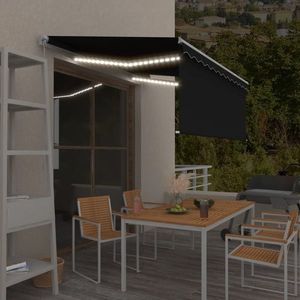 vidaXL Copertină retractabilă manual cu stor&LED, antracit, 3x2, 5 m imagine