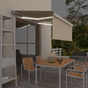 vidaXL Copertină retractabilă manual cu stor&LED, crem, 3x2, 5 m imagine