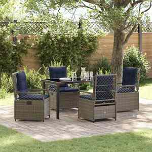 vidaXL Set de masă pentru grădină 5 pcs Gri poliratan imagine