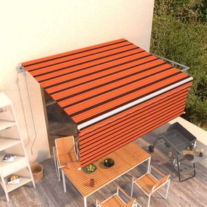 vidaXL Copertină retractabilă automat cu stor, portocaliu&maro 4, 5x3 m imagine