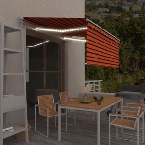 vidaXL Copertină retractabilă manual stor&LED portocaliu&maro 3x2, 5 m imagine