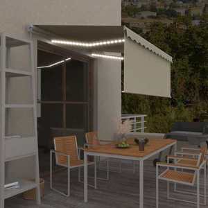 vidaXL Copertină retractabilă manual cu stor&LED, crem, 3x2, 5 m imagine