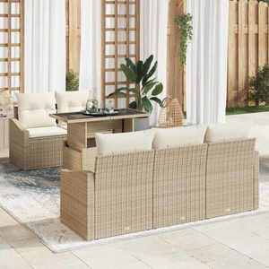 vidaXL Set de canapele pentru grădină 6 pcs Bej Rattan poli imagine