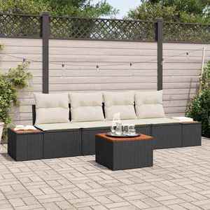 vidaXL Set de canapele pentru grădină cu pernă 5 pcs Negru Rattan poli imagine