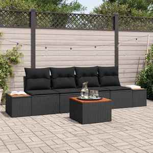 vidaXL Set de canapele pentru grădină cu pernă 5 pcs Negru Rattan poli imagine