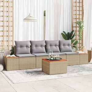 vidaXL Set de canapele pentru grădină cu pernă 5 pcs Bej Rattan poli imagine