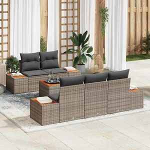 vidaXL Set de canapele pentru grădină cu pernă 6 pcs Gri Rattan poli imagine